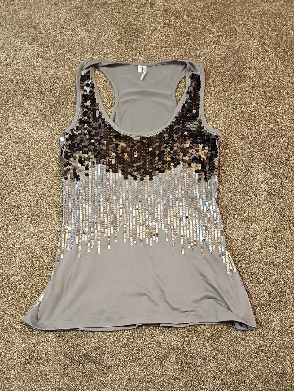 Grey Sequin Tank Top